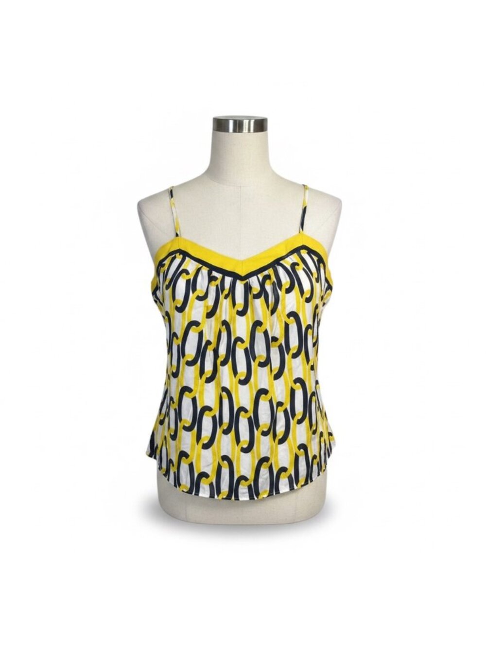 Milly Womens Yellow Multicolor Silk Chain Print Sleeveless Top Size 4 USA
